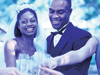Happy couple with blue tinge